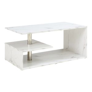Mesa de centro - helloshop26 - console de apoio - efeito mármore branco - 9