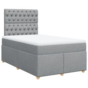 vidaXL cama box spring con colchón tela gris claro 120x200 cm