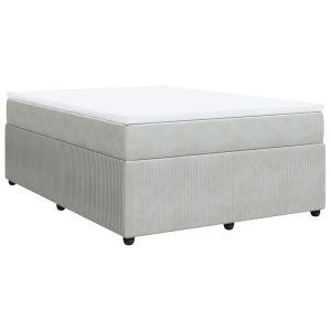 vidaXL cama box spring con colchón terciopelo gris claro 140x200 cm