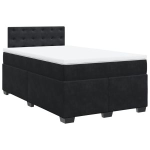 vidaXL cama box spring con colchón terciopelo negro 120x190 cm