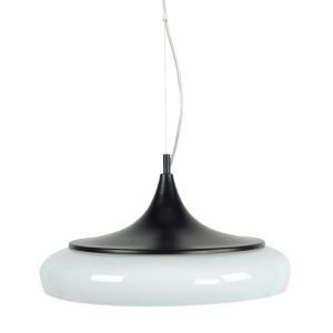 Suspensão metal e vidro divinity preto e opala d41cm