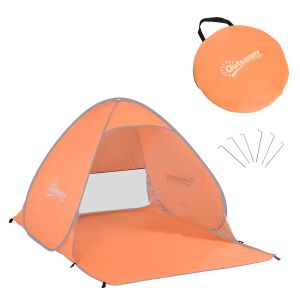 Tenda pop-up poliéster 210t e tecido de aço laranja 150x200x115 cm