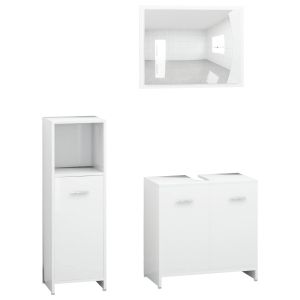 3 pcs conjunto de móveis de casa de banho contraplacado branco