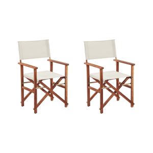 Conjunto de 2 cadeiras de jardim cine madeira de acácia branco creme
