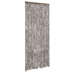 Cortina anti-insetos 100x200 cm chenille castanho e branco