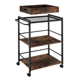 Carrinho para cocina 3 prateleiras e rodas 65x41,5x87 cm madeira oscura