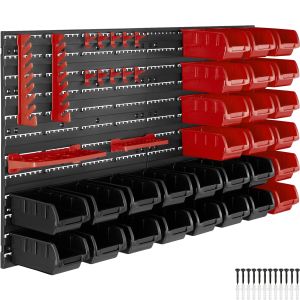 Revistero com 28 cajas empilháveis e soportes para herramientas, preto