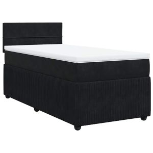 vidaXL cama box spring con colchón terciopelo negro 90x200 cm
