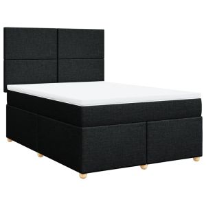 vidaXL cama box spring con colchón tela negro 140x200 cm