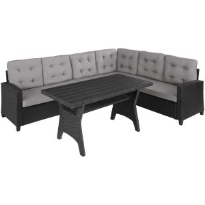 Conjunto de rattan para 6 pessoas e resistente e robusto preto