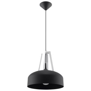 Lámpara coLGante casco 1 blanco negro acero/madera 30x85x30cm