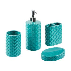 Conjunto de 4 acessórios para a casa de banho guatire cerâmica turquesa