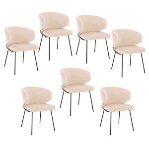 Silla de comedor de terciopelo amara - set de 7 beige