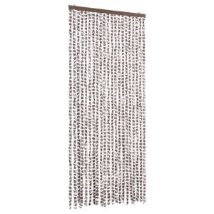 Cortina anti-insetos 90x220 cm chenille cinza-acast. E branco
