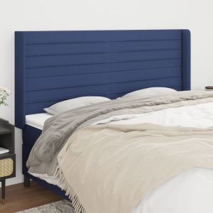 Cabeceira de cama c/ abas tecido 163x16x118/128 cm azul