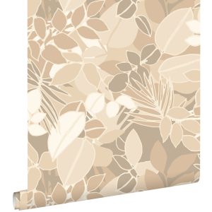 Estahome papel de parede folhas bege 50 x 900 cm