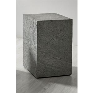 Mesa lateral folheada a pedra natural/acácia, 40x40x60 cm