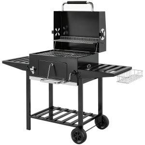 Barbecue a carvão 133,5x65x110 cm metal, aço inoxidável Outsunny