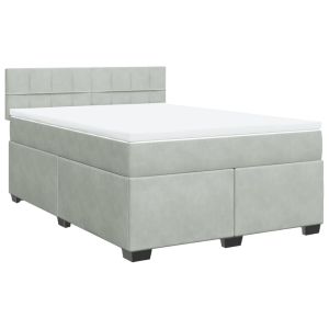 vidaXL cama box spring con colchón terciopelo gris claro 140x190 cm