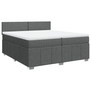 vidaXL cama box spring con colchón tela gris oscuro 200x200 cm