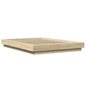 vidaXL estructura cama con luces LED madera roble sonoma 120x190 cm