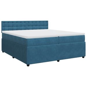 vidaXL cama box spring con colchón terciopelo azul 200x200 cm