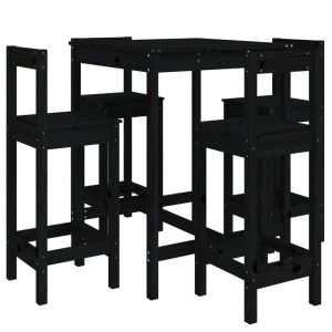 vidaXL set de mesa y taburetes altos jardín 5 piezas madera pino negro