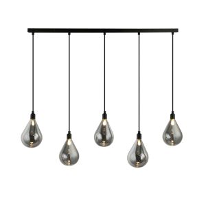 Lámpara colgante de cristal celia gris humo - 5 luces