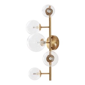 Candeeiro de parede makkor de 5 luzes metal vidro 62x35x24 cm dourado