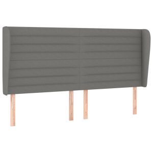 vidaXL cabecero con orejas de tela gris oscuro 203x23x118/128 cm