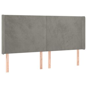 vidaXL cabecero con orejas de terciopelo gris claro 183x16x118/128 cm