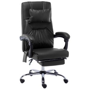 Cadeira de escritório c/ função massagem couro artificial preto wf247917
