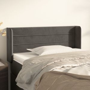 Cabeceira de cama c/ abas veludo 93x16x78/88 cm cinzento-escuro ptob2669