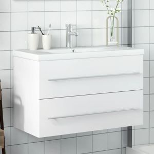 Armário de casa de banho com lavatório embutido branco pt5921