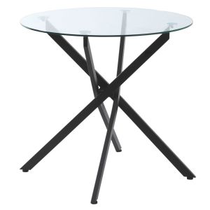 Mesa sala de jantar ø80x75 cm metal, vidro temperado Homcom, casa - mesas