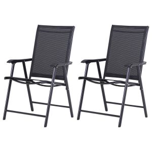 Conjunto de 2 cadeiras dobrávei 58x64x94 cm aço e tecido Outsunny