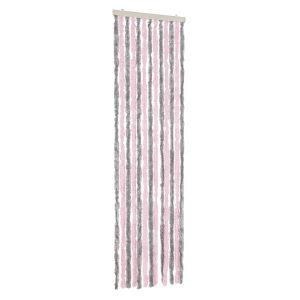 Cortina anti-insetos 56x185 cm chenille cinza-prateado e rosa