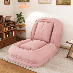 Sofá cama dobrável ergonómico em tecido rosa ajustável 5 posições