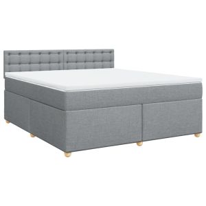 vidaXL cama box spring con colchón tela gris claro 180x200 cm