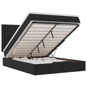 vidaXL estructura cama otomana colchón tela negra 140x190 cm
