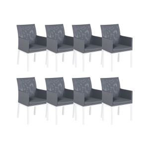 Conjunto de 8 cadeiras bacoli tecido cinzento escuro
