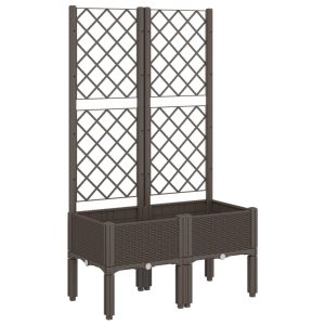 vidaXL jardinera con enrejado pp marrón 80x40x142 cm