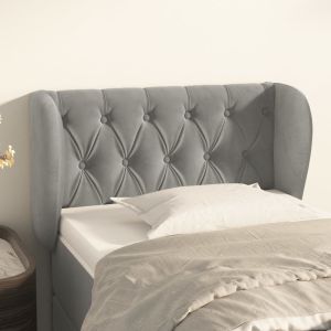 Cabeceira de cama c/ abas veludo 83x23x78/88 cm cinzento-claro ptob4602