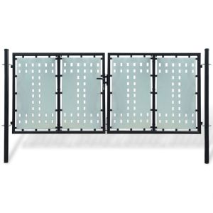 Portão de cerca com porta única 300x175 cm preto