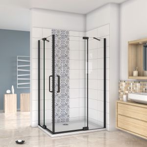 Cabine de duche rectangular bater+barra,preto mate,1000x800x1950mm