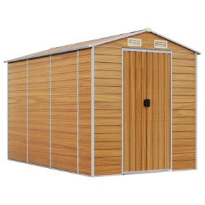 Abrigo de jardim 191x300x198 cm aço galvanizado castanho-claro