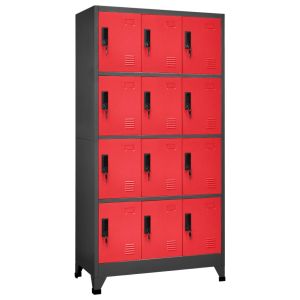 Cacifo aço 90x45x180 cm antracite e vermelho wgo1254