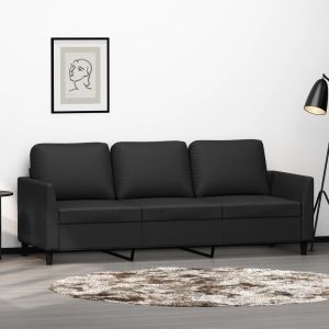 Sofá de 3 lugares 180 cm couro artificial preto se683016