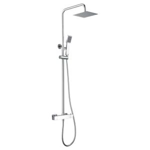 Coluna de duche extensível, chuveiro termostático quadrado, cor cromada