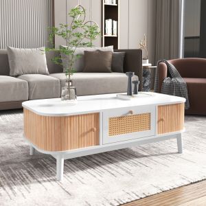 Mesa de centro com arrumação mdf branco 38,5x110x55cm